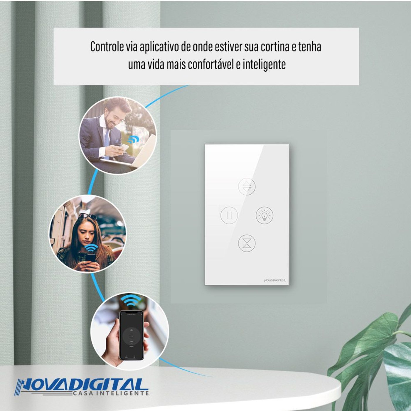 NOVA DIGITAL INTERRUPTOR INTELIGENTE WI-FI 1 BOTÃO COM 1 TOMADA 10A BRANCO  - E-commerce - NT Virtual